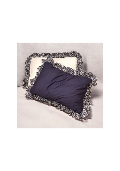 Fırfırlı Yastık Kılıfı Tek Kişilik Çiçek Detaylı 2'li 50 X 70 Cm Lacivert