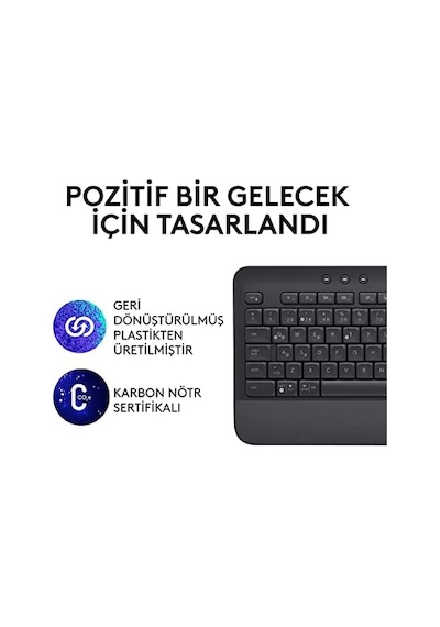 Signature K650 Tam Boyutlu Kablosuz Klananye, Bilek Desteği, Ble Bluetooth Naneya Logi Bolt Usb, Derin Yastıklı Tuşlar, Tuş Takımı, Pc/windows/mac İle Uyumlu, Siyah