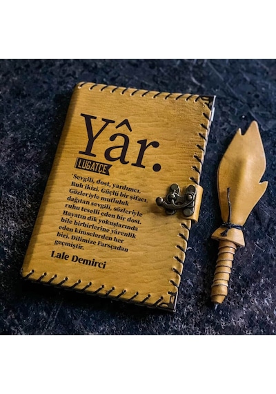 Lügatçe Yar İsme Özel Deri Defter