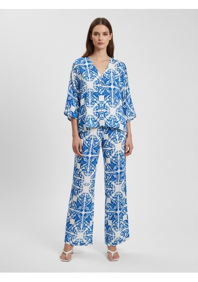 Xint Mavi Doğal Dökümlü Oversize Bluz 751188