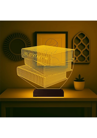 Luvivia Öğretmene Hediye Kitap Kişiye Özel 3d Lamba - Masa Gece Lambası