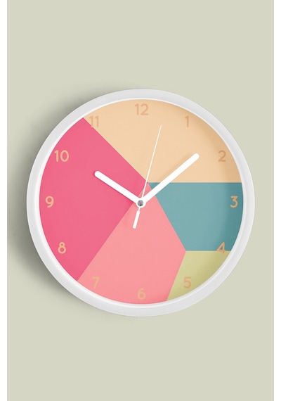 Geometrik Tasarım Modern Duvar Saati - 42cm - Önü Camlı Beyaz Kasa - Sessiz Mekanizma Beyaz