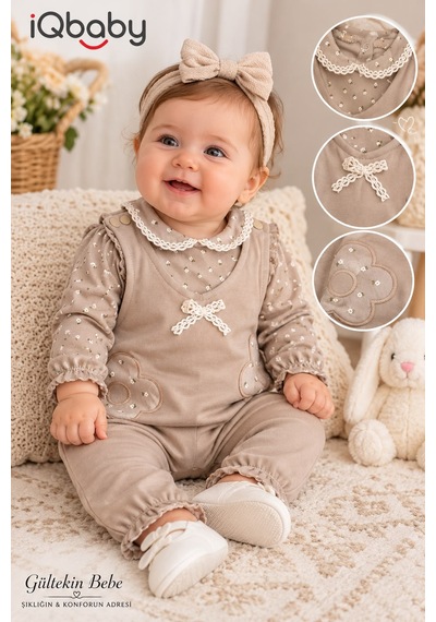 Iq Baby Büzgül Dantel Yakalı Kız İkili Tulum 3-9 Aylık -ba2524281 - Kahverengi
