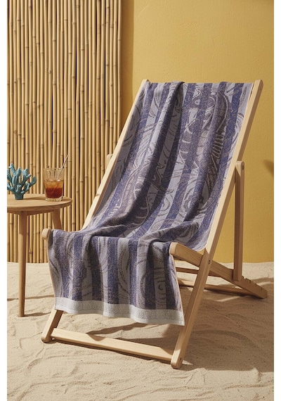 Lacivert Poseidon %100 Pamuklu Plaj Havlusu 70x140 Cm Mavi
