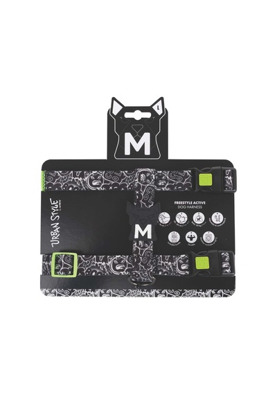 M-pets Urban Style Black/white Active Köpek Göğüs Tasması Xs Çok Renkli