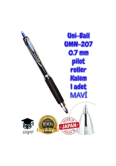 Umn-207 0.7 Mm Jel Pilot Roller Kalem, Mavi