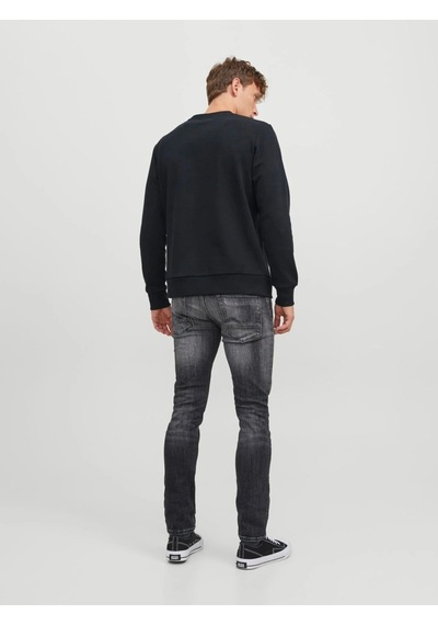 Jack & Jones Erkek Kuru Kafa Baskılı Bisklet Yaka Sweatshirt 12244220 12244220-black4406 Siyah