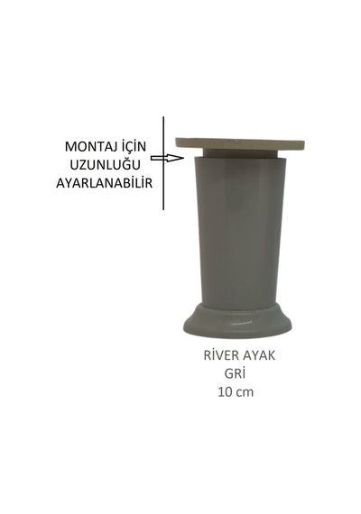 River Ayak, Plastik Mobilya Ayağı, 10 Cm, Vidalar Dahil, Gri Gri