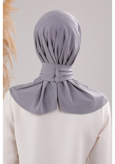 Melodi Scarf Kadın Tesettür Pratik Çıtçıtlı Sandy Fular Hazır Deniz Havuz Uyumlu Şal Açık Gri Açık Gri
