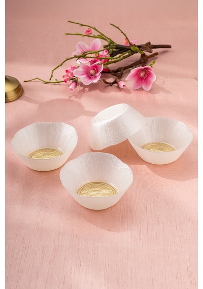 Emsan Golden 4 Parça Cam Konik Kase 13 Cm Gold