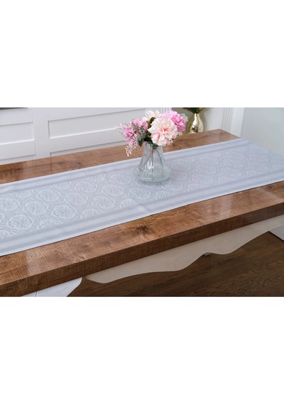 Roma Jakar Polyester Kumaş Gri Runner 45x150 Cm 1476 Gri
