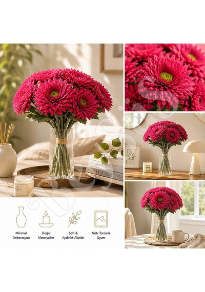 Yapay Çiçek Kasımpatı Buketi 49 Cm Bordo