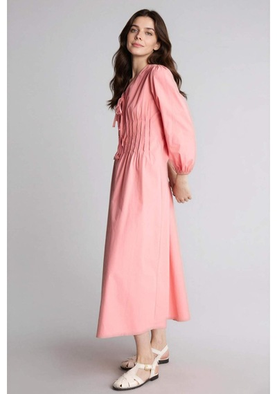 Defacto V Yaka Poplin Maxi Elbise G0015ax26spbr96 Pembe-br96