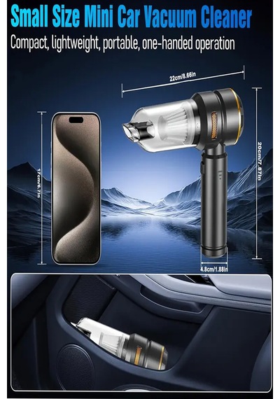 Diğer - Gri - Araç Süpürgesi Kablosuz El Süpürgesi 16000 Pa Güç, Usb Type-c, Fırçasız Motor