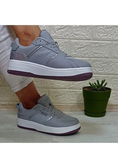 Kinetix Enner Pu Gri-beyaz-gülkurusu Fuspetli Sneaker Spor Ayakkabı Gri - Beyaz