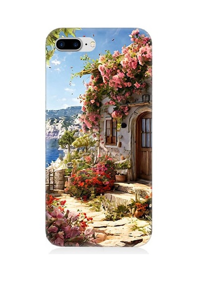 Apple Uyumlu iPhone 7 Plus Çiçekli Ev Desenli Silikon Kılıf