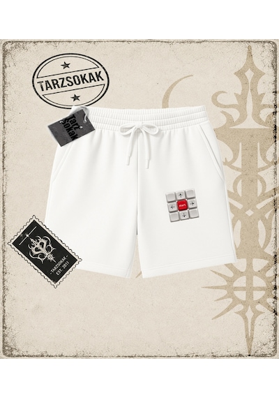 Tarzsokak Gotik & Grunge Streetwear Keycap 3 Unisex Şort Beyaz