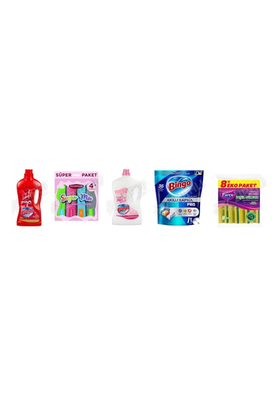 Bingo Yüzey Tem. Fresh 2.5 Lt + Temzilik Bezi 4'lü + Yüzey Tem. Fresh 2.5 Lt + Bulaşık Tab. 36'lı + Parex 8 Li Sünger 5'li Set Diğer