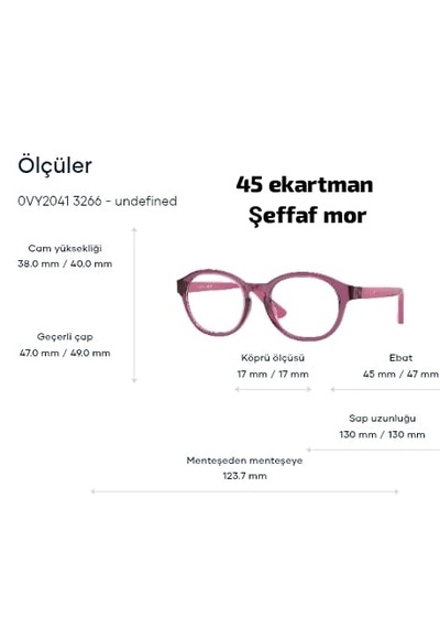 Vogue Junior Vy2041 3266 45ekt Medium Çocuk Mavi Işık Korumalı Ekran Gözlüğü-mor Şeffaf