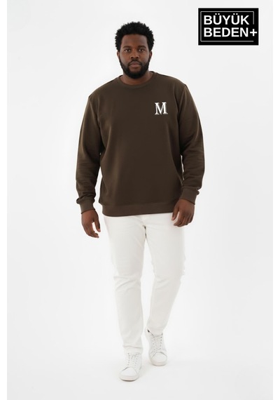 Süperlife Erkek Büyük Beden M Baskılı Bisiklet Yaka İnce Sweatshirt Spr26bsw956-13 Haki