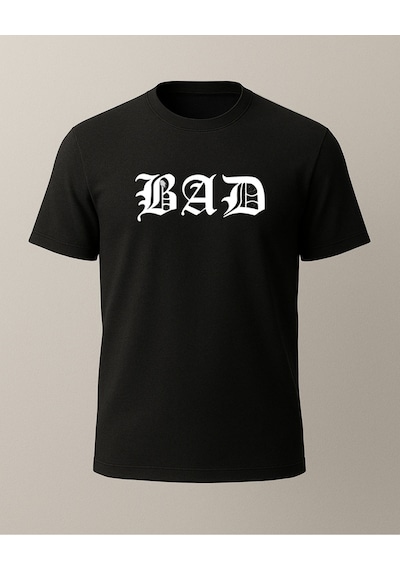 Bad Bunny Bad Baskılı Bad Bunny T-shirtü Siyah