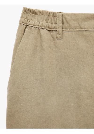 Koton Cepli Beli Lastikli Keten Karışımlı Slim Fit Pantolon Gri 6sam40165hw