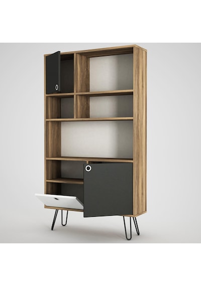 Dekorister Exclusive Karamel Kitaplık Ceviz-Antrasit