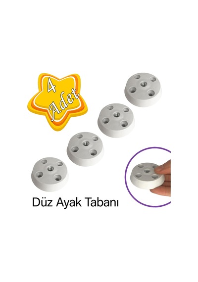 4 Adet Düz Ayak Tabanı Beyaz Mobilya Masa Sehpa Ayağı Bağlantı Aparatı Plastik
