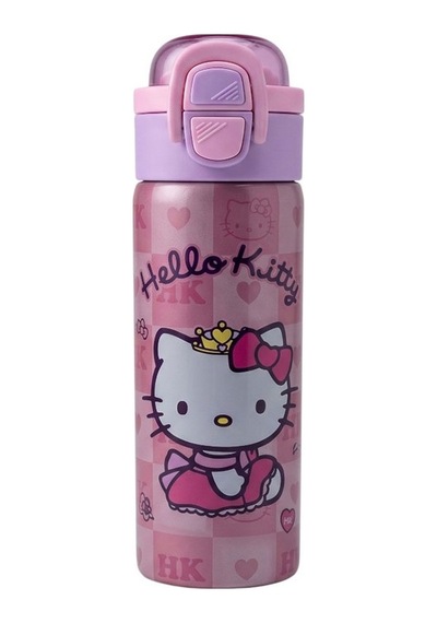 Hello Kitty Çift Fonksiyon Kapaklı Çelik Matara 600ml 3834 Çok Renkli