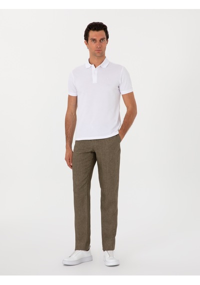 Cacharel Haki Slim Fit %100 Keten Klasik Pantolon Yesıl Cacharel Haki Slim Fit %100 Keten Klasik Pantolon Yesıl