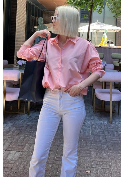 Madmext Mad Girls Pembe Oversize Gömlek Mg1369 Pembe