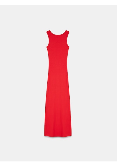 Dilvin 91652 Fitilli Midi Elbise-kırmızı