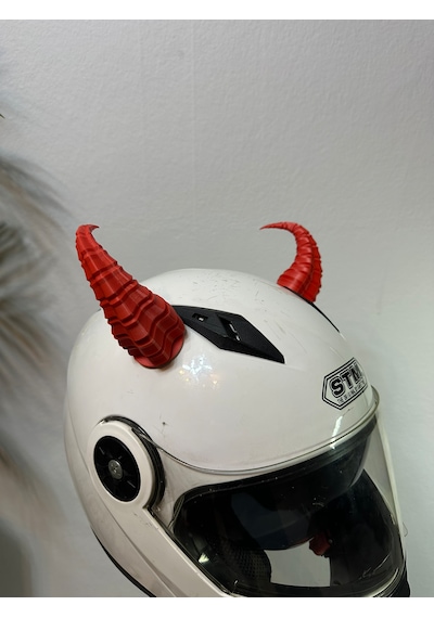 Motor & Motosiklet Kırmızı Viking Boynuz Kask Dış Aksesuarı Diğer