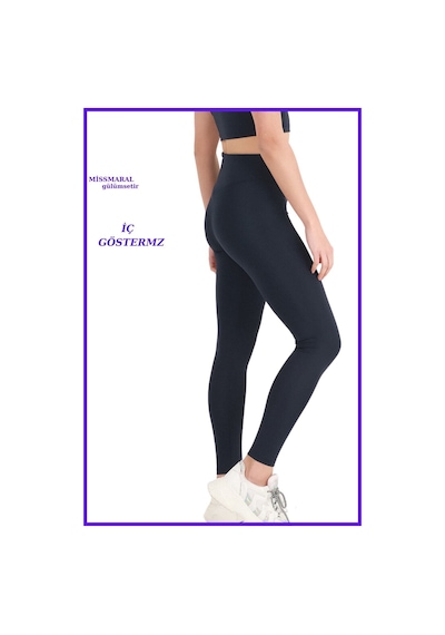 Missmaral Kadın Lacivert Yüksek Bel Toparlayıcı Tayt Tam Boy Dalgıç Likralı Kumaş Casual & Comfort 102101 Larcivert