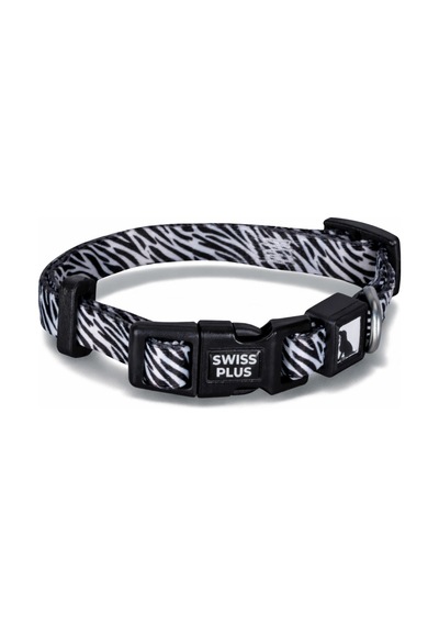 Swissplus Urban Paws Zebra Noir Recycled Köpek Tasması - 10 Mm Beyaz - Siyah