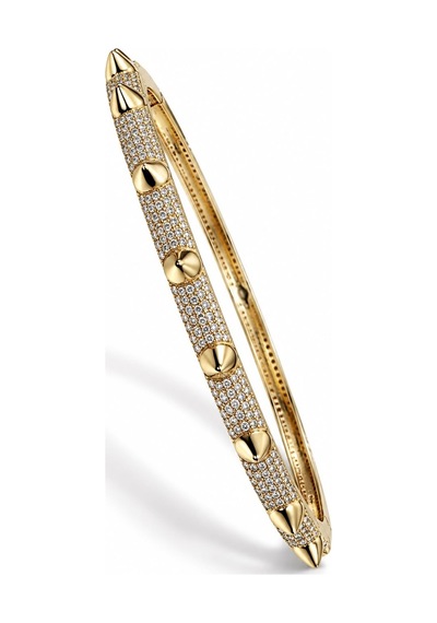 Les Petites Mains Konik Detaylı Zirkon Taşlı Gold Bilezik Gümüş