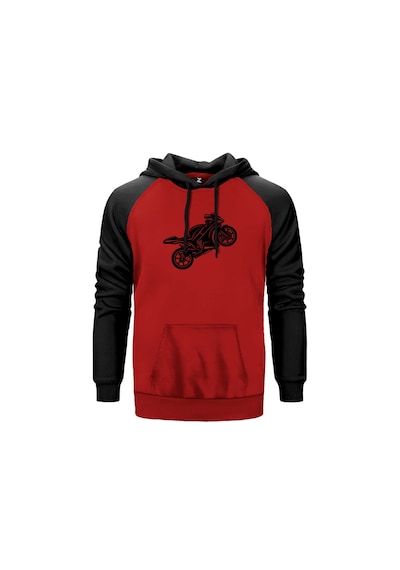 Motosiklet Siluet Kırmızı Renk Reglan Kol Sweatshirt Kırmızı