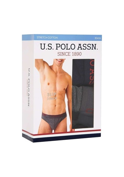 U.S. Polo Assn. Erkek Siyah - Antrasit Melanj - Lacivert 3 Lü Slip 80436 Siyah