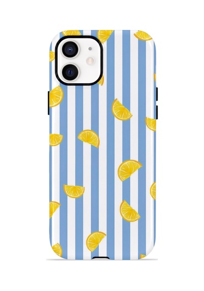 Apple iPhone Uyumlu 11 Vorian Çift Katmanlı Kılıf Lemon Confetti Blue