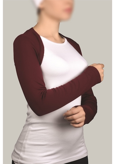 Altobeh Uzun Kollu Kadın Tesettür İçe Giyilen Bolero - Bordo Çok Renkli