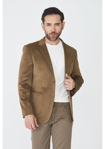 Kahverengi Fitilli Kadife Slim Fit Blazer Ceket Kahve