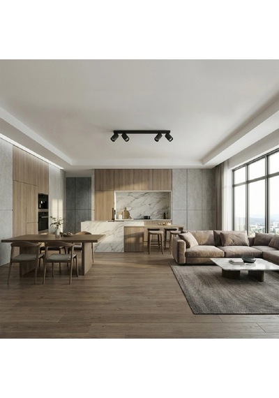 Riolight Modern Siyah Hareketli Başlık 4xgu10 Led Metal Spot Avize Ampül Dahil Uzunluk:60cm