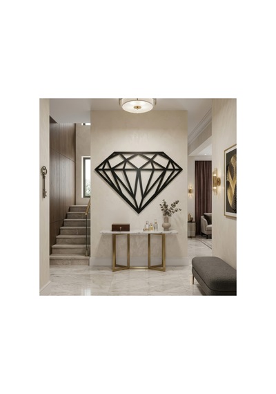 Elmas Geometrik Metal Duvar Tablosu - Metal Duvar Sanatı - Mor - 21 X 30 Cm