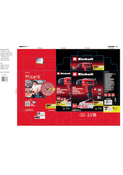 Einhell TE-HA 18 Li, Akülü Sıcak Hava Tabancası Seti (2,5 Ah Akü ve Şarj Cihazı Dahildir)