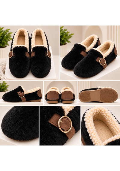 Moon Cloud Kadın Peluş Gold Aksesuar Detaylı Sıcak Tutan Loafer Ev-ofis Ayakkabı-babet Hediyelik-çeyizlik Siyah Moon Cloud Kadın Peluş Gold Aksesuar Detaylı Sıcak Tutan Loafer Ev-ofis Ayakkabı-babet Hediyelik-çeyizlik Siyah