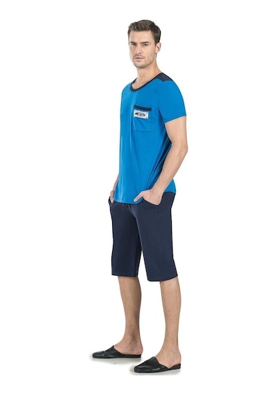Jiber 4706 Erkek Kısa Kol Kapri Pijama Takımı
