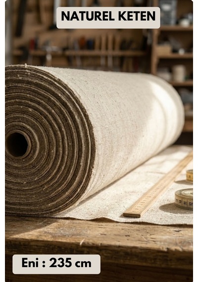 Yıkanmış Ham Naturel Keten Kumaş - 235 Cm En - Organik - Doğal - Punch - Dikiş - Döşemelik Kumaş Bej