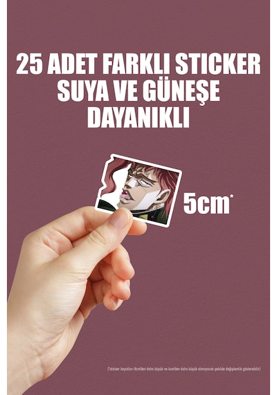 Jojo No Kimyou Na Bouken Part 3 Anime Telefon Laptop Yapışkanlı Folyo Sticker Paketi 25 Adet Çok Renkli