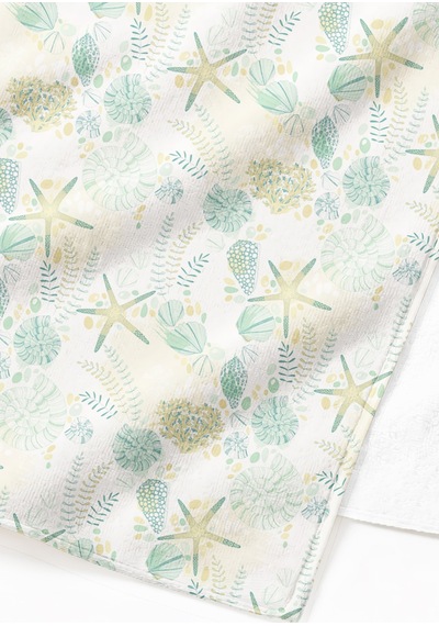 Deniz Yıldızı Kabuğu Plaj Havlusu - Marine Pastel Mint Bej Havuz Hızlı Kuruyan Mikrofiber Havlu Eski Lavanta