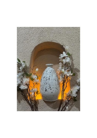 Pie Siyah Beyaz Tomurcuk Vazo Büyük 2 7 Cm X 6 3 Cm Çap Çok Renkli